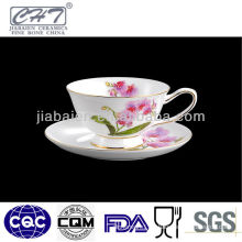 200ML Bone china golden rim small coffee cup and saucer set